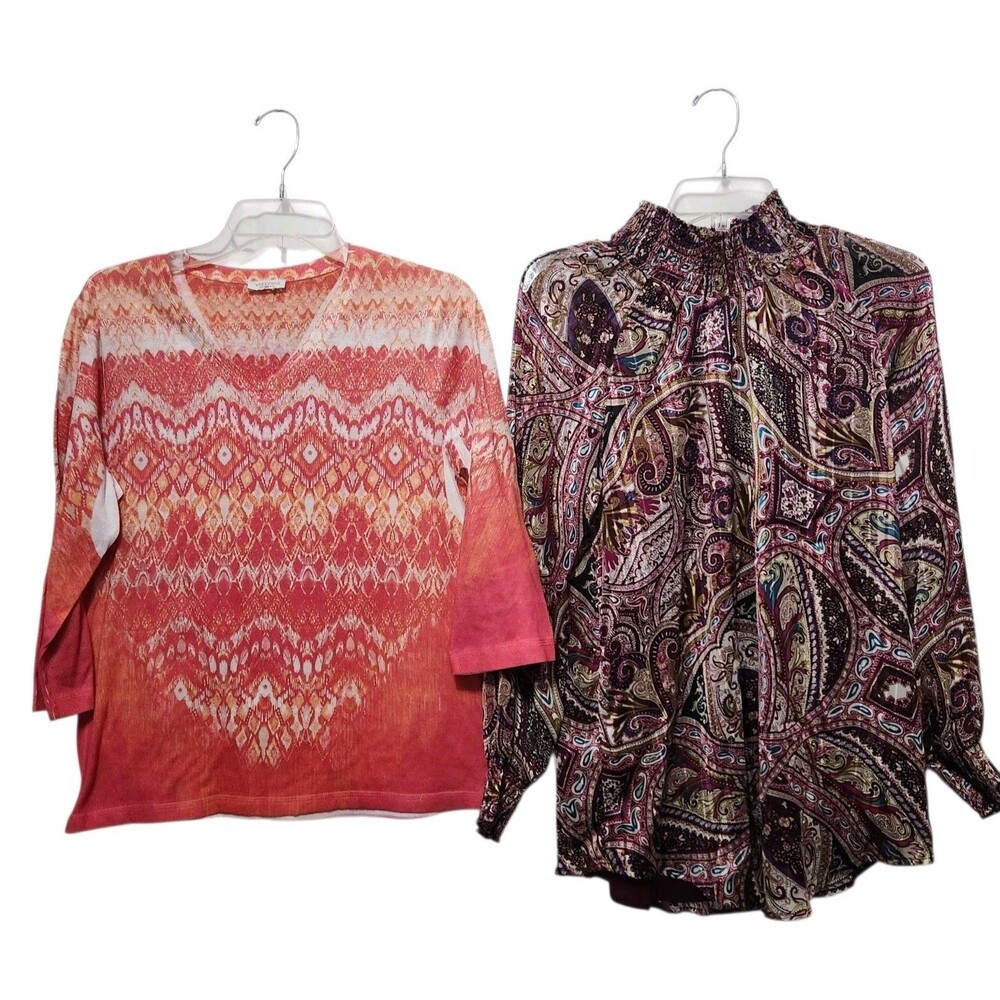 Lot of 2 Chico's Womens Tops Blouses Size 0 (XS) Spring Summer Casual Career